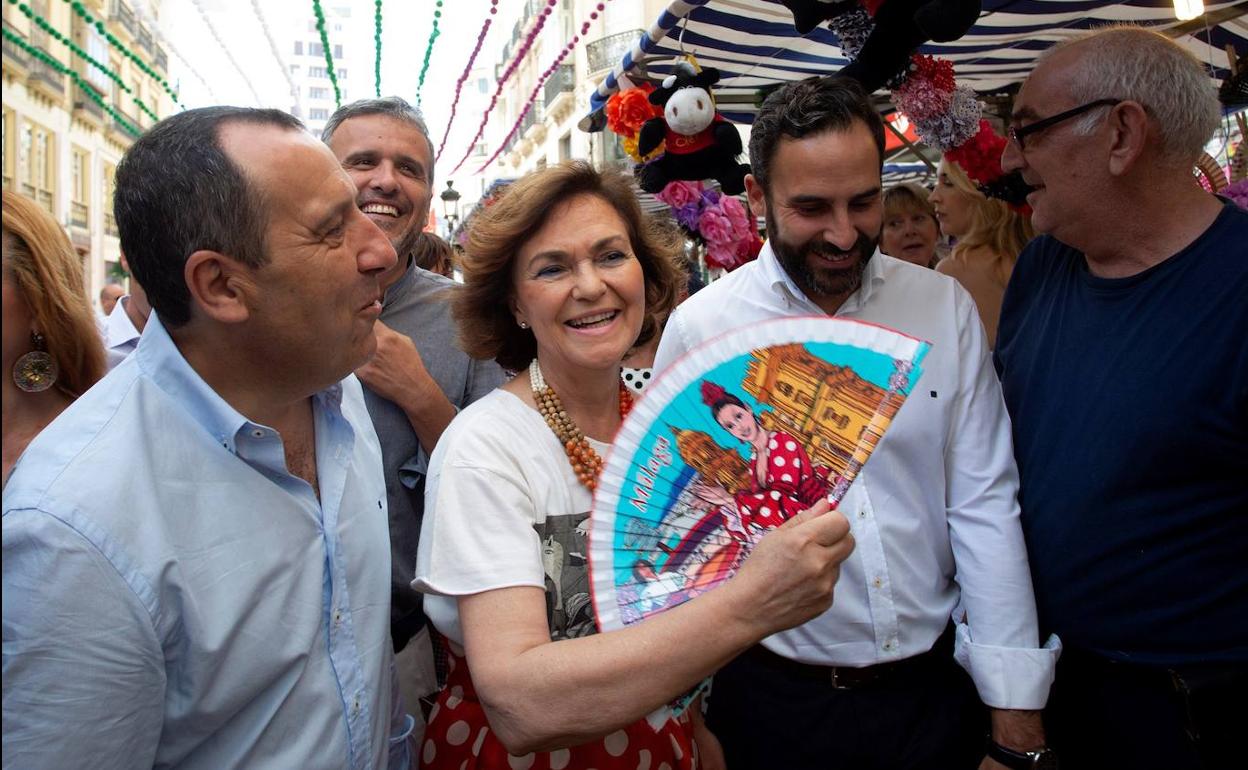 La vicepresidenta del Gobierno en funciones Carmen Calvo en la feria de Málaga.