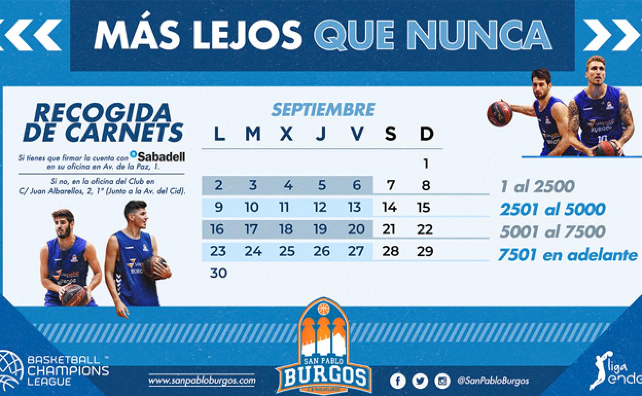 Calendario de entrega de abonos. Burgos Conecta
