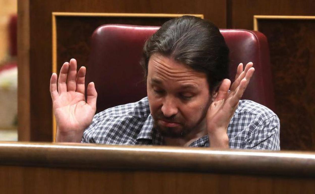 El líder de Unidas Podemos, Pablo Iglesias, el pasado jueves durante el pleno extraordinario del Congreso.