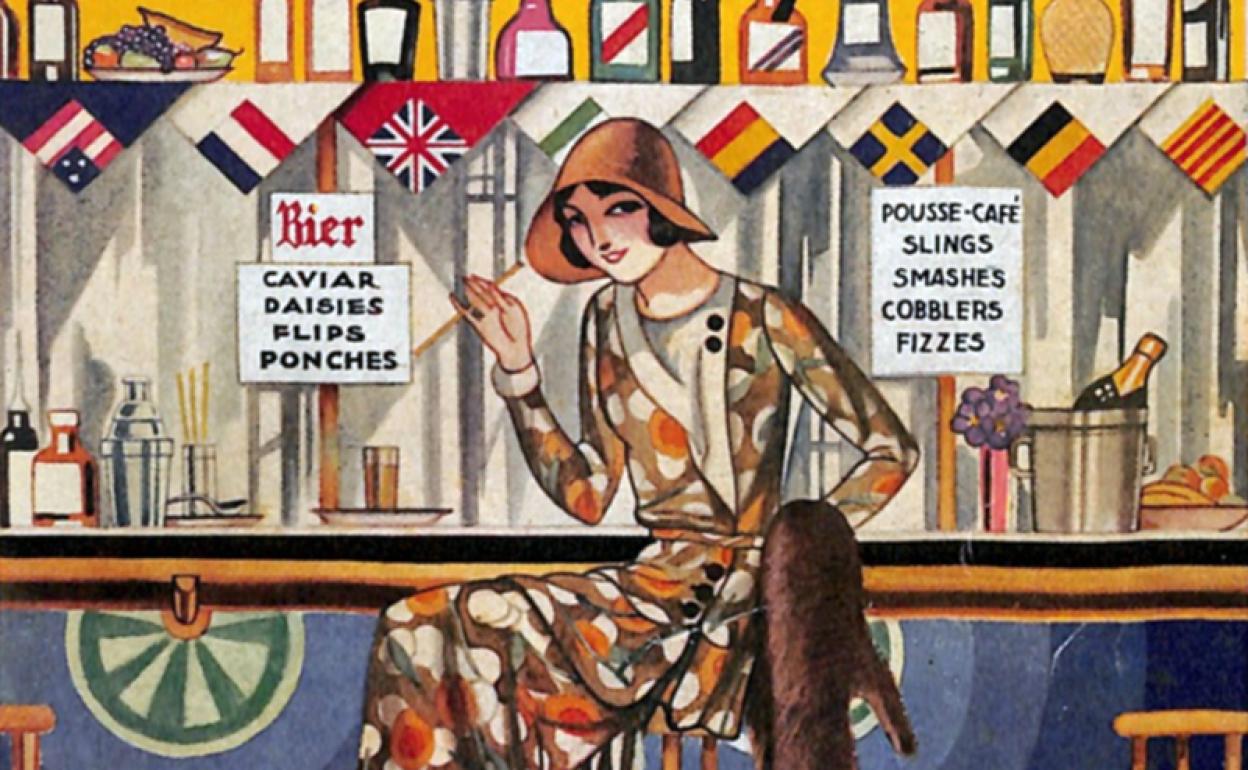 Ilustración de Gumersindo Sainz de Morales para 'El arte del coktelero europeo', 1931.