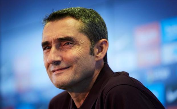 Ernesto Valverde, durante la rueda de prensa. 