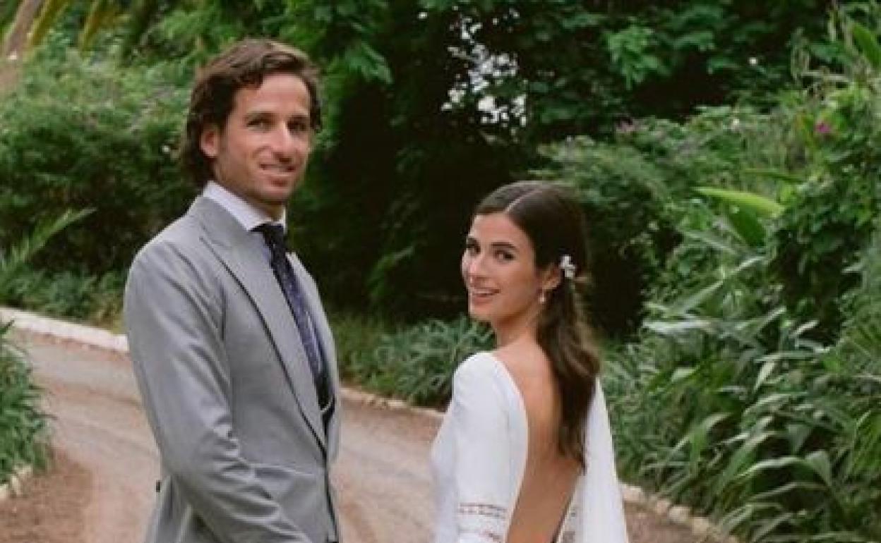 Feliciano López y Sandra Gado, el día de su boda.