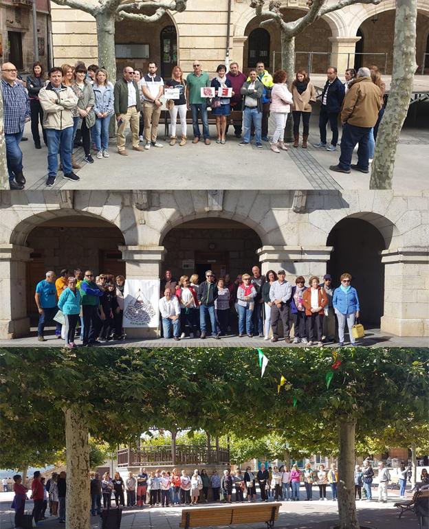 De arriba a abajo, muestras del parón realizado en Medina de Pomar, Hontoria del Pinar y Quintanar de la Sierra. 