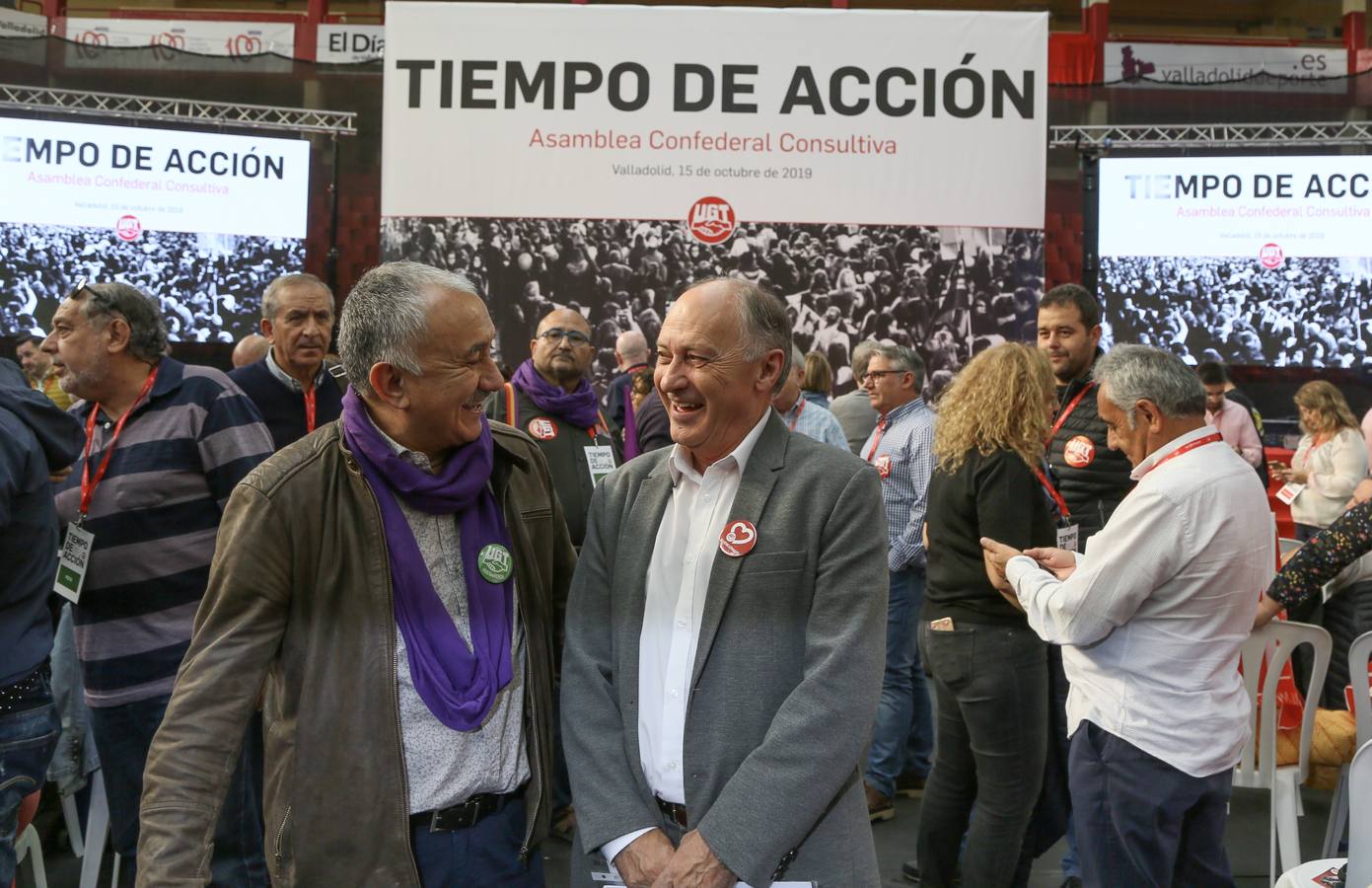 Asamblea Confederal Consultiva de UGT bajo el lema 'Tiempo de Acción'. Asisten, el secretario general de UGT, Pepe Álvarez, y el secretario general de UGT Castilla y León, Faustino Temprano.