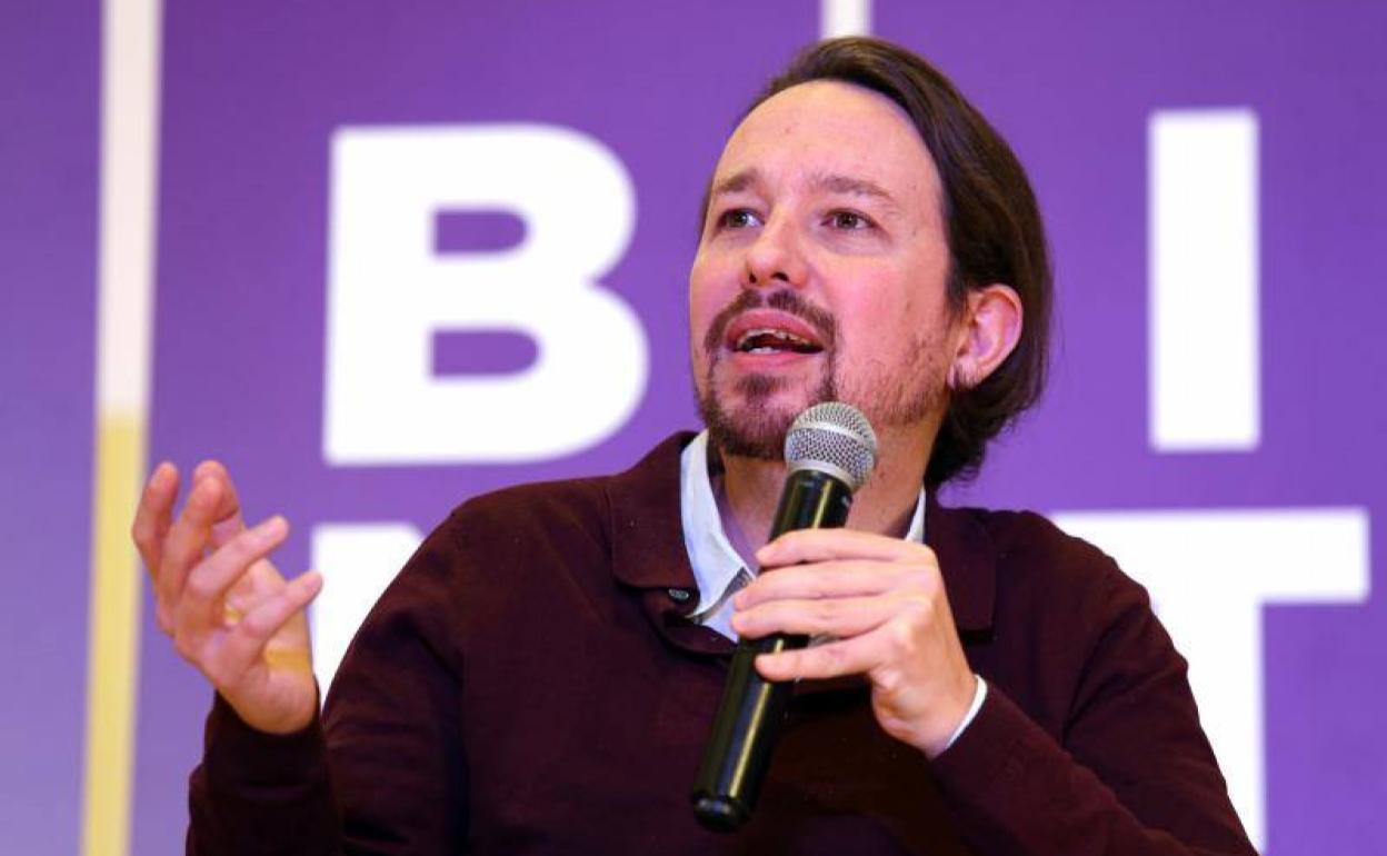 El candidato de Unidas Podemos, Pablo Iglesias, en un acto este viernes en Toledo.