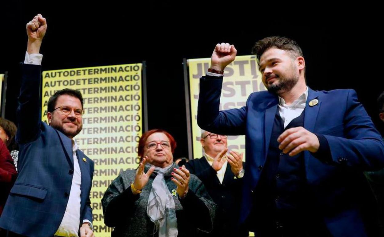 Aragonés y Rufián,, en un acto en Barcelona. 