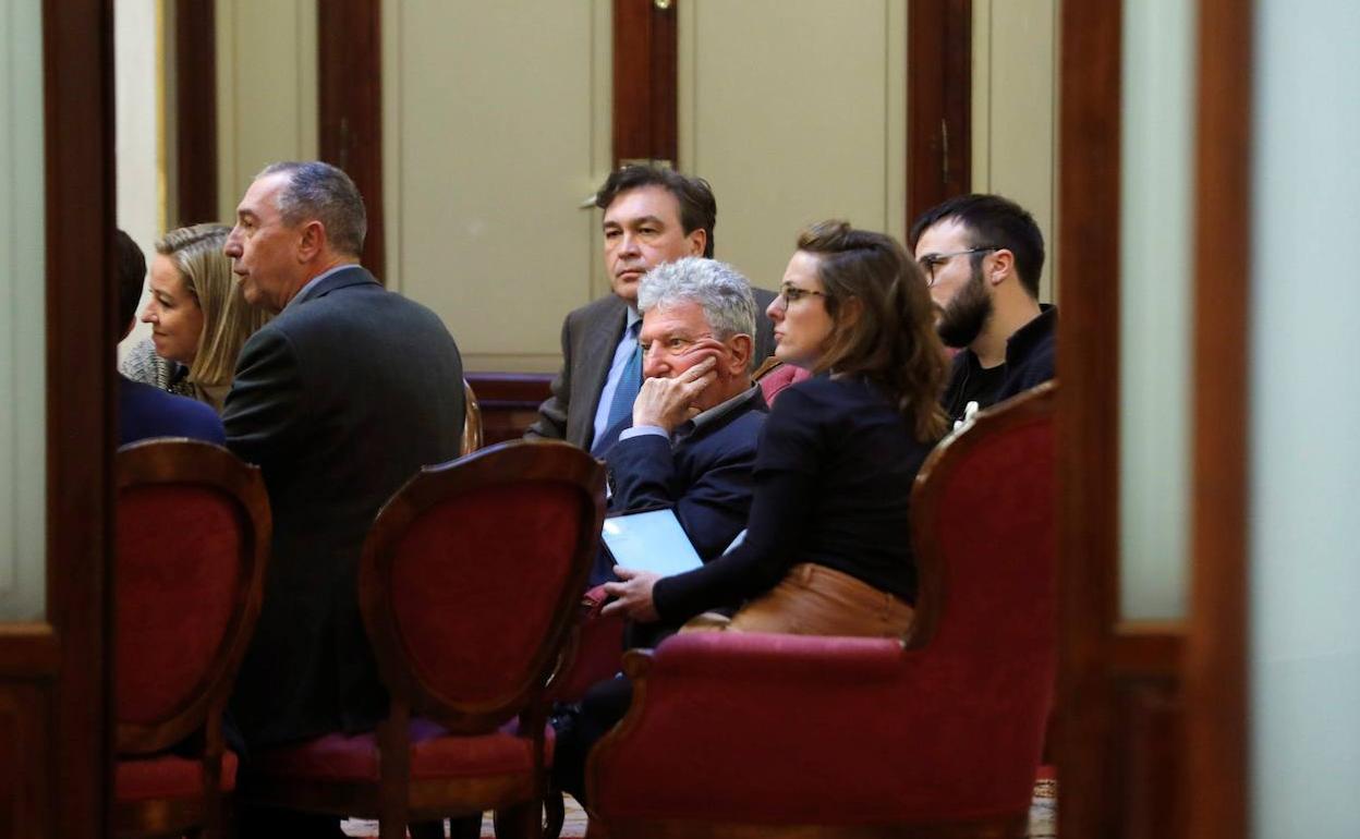 Ana Oramas, Joan Baldoví, Tomás Guitarte y Pedro Quevedo en el Congreso.