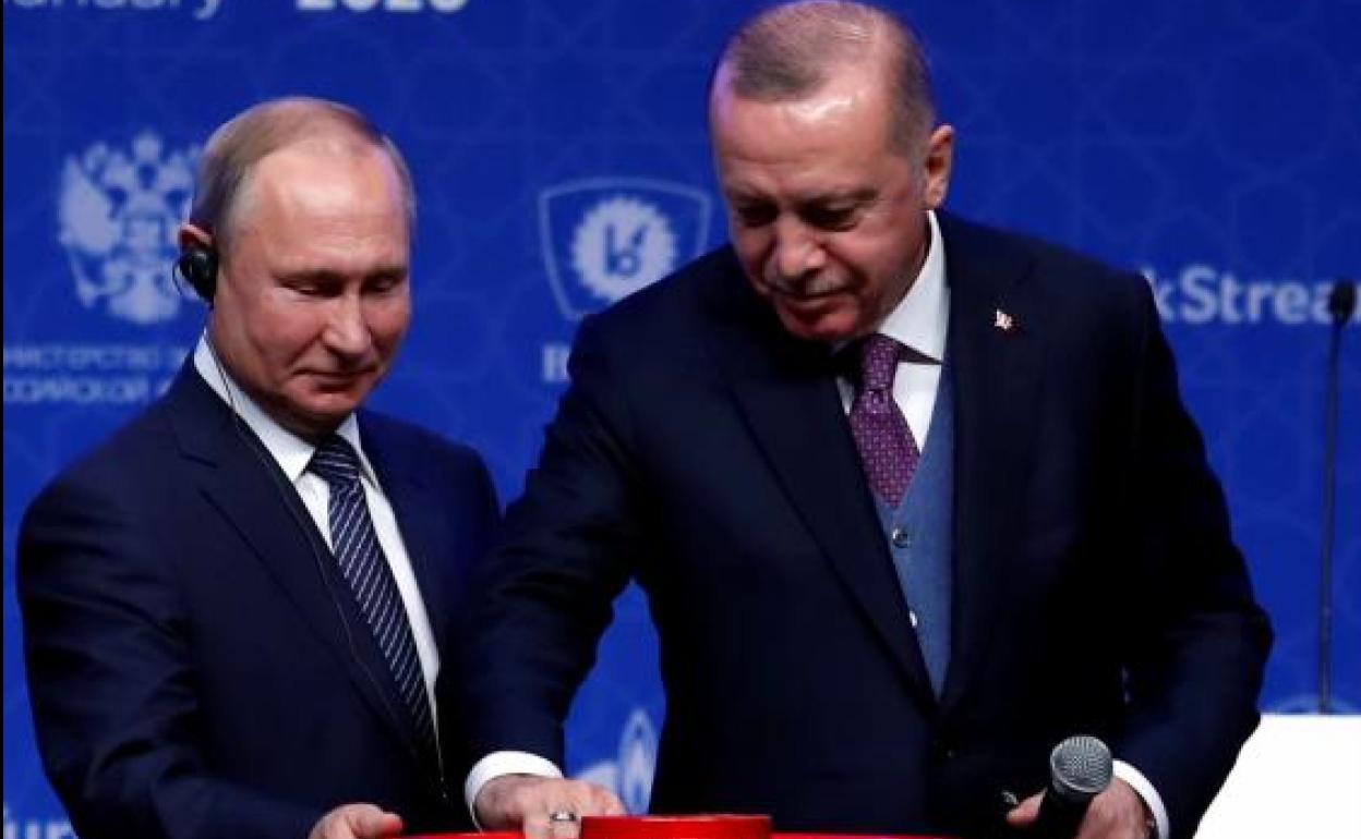 Putin y Erdogan en la inauguración del gaseoducto.