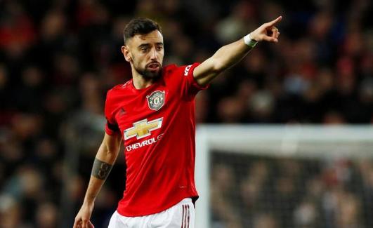 Bruno Fernandes debutando en el Manchester United.