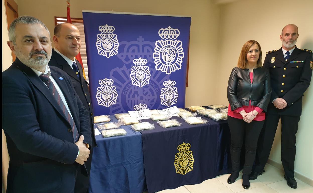 Imagen de la presentación de los resultados de la operación policial en Aranda. 