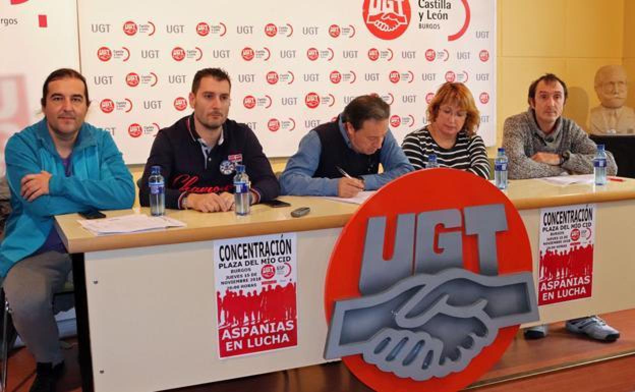 Imagen de archivo de un rueda de prensa de representantes de UGT Aspanias. 