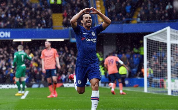 Pedro, celebrando un gol con el Chelsea. 