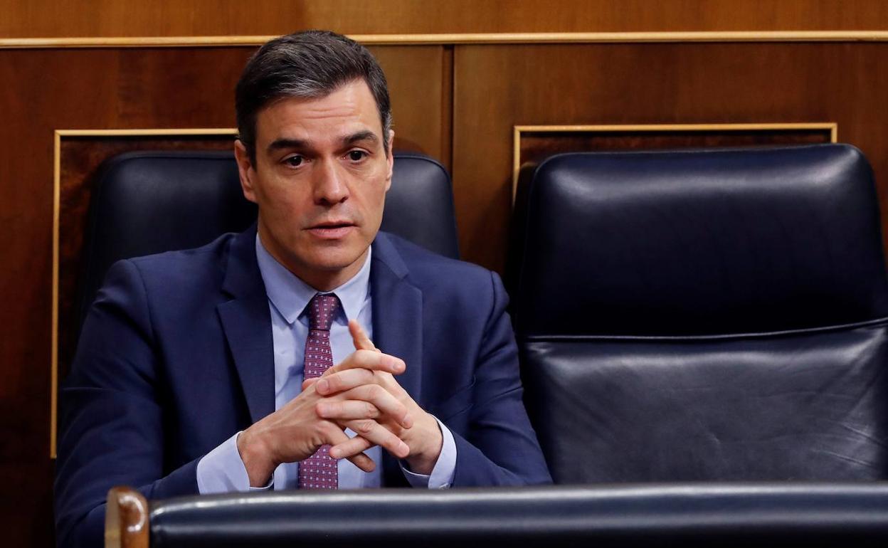 El presidente del Gobierno, Pedro Sánchez, en el Congreso de los Diputados. 