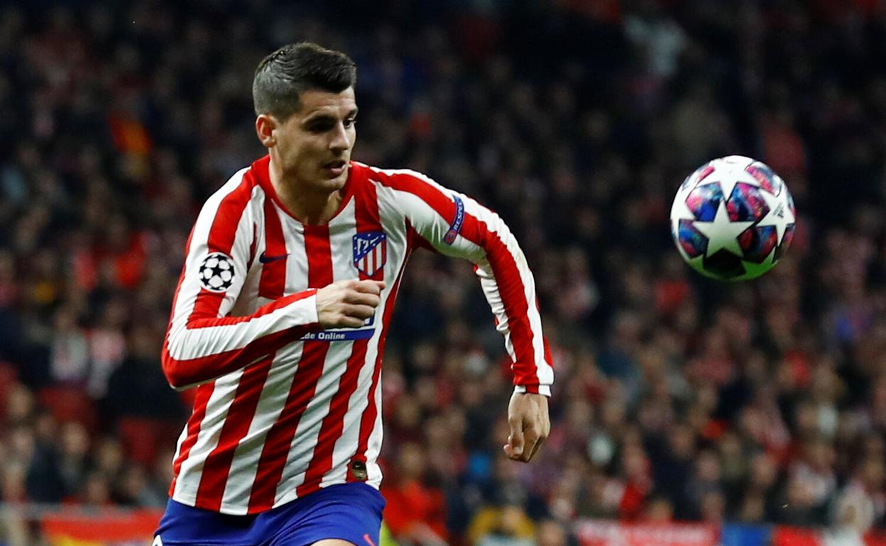 Álvaro Morata, durante el duelo entre Atlético y Liverpool en el Metropolitano.