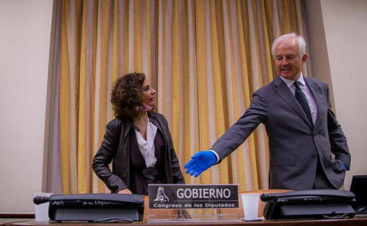 La ministra de Hacienda, María Jesús Montero, en el Congreso de los Diputados esta mañan 