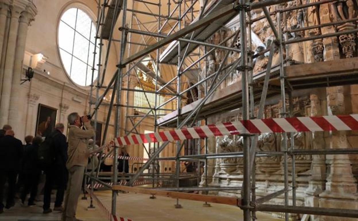 Imagen de las obras del trasaltar antes del cierre de la Catedral por la pandemia.