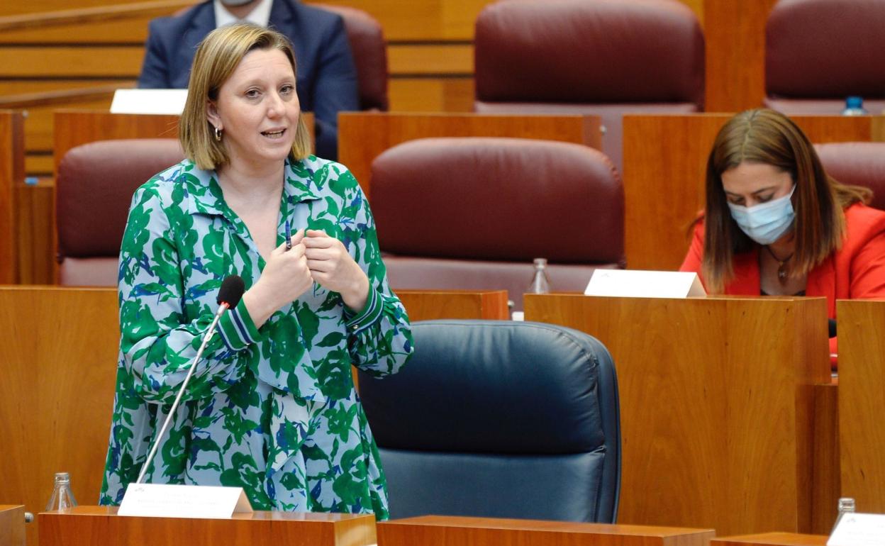 La consejera de Familia, Isabel Blanco, durante su intervención. 