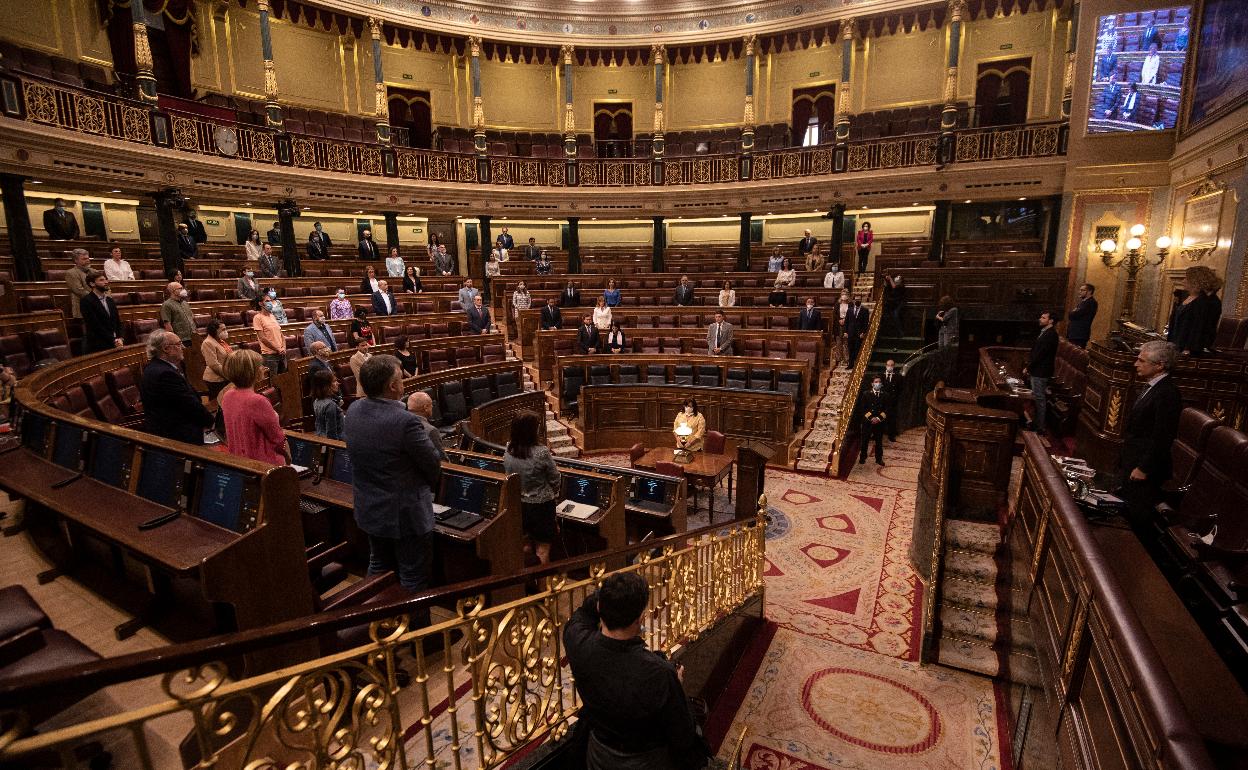 Lo diputados guardan un minuto de silencio el pasado miércoles en el Congreso. 