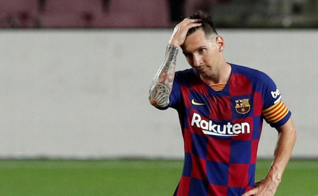 Leo Messi, durante el partido ante el Atlético. 