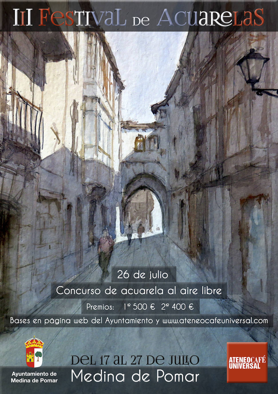 Cartel Festival de Acuarelas de Medina de Pomar. 