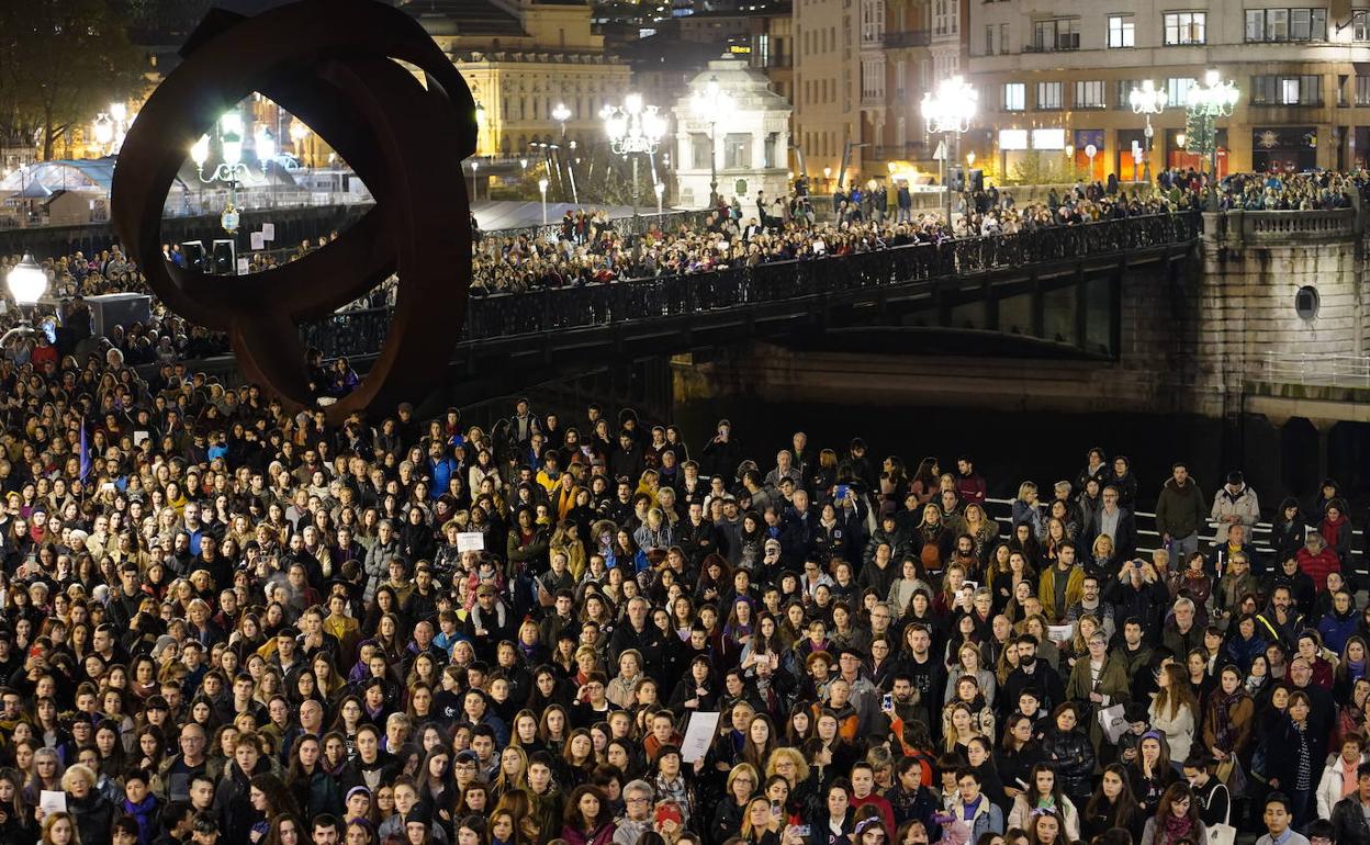 Manifestación contra la violencia machista en Bilbao. 