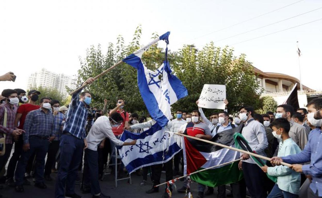 Protesta contra Israel en Teherán. 