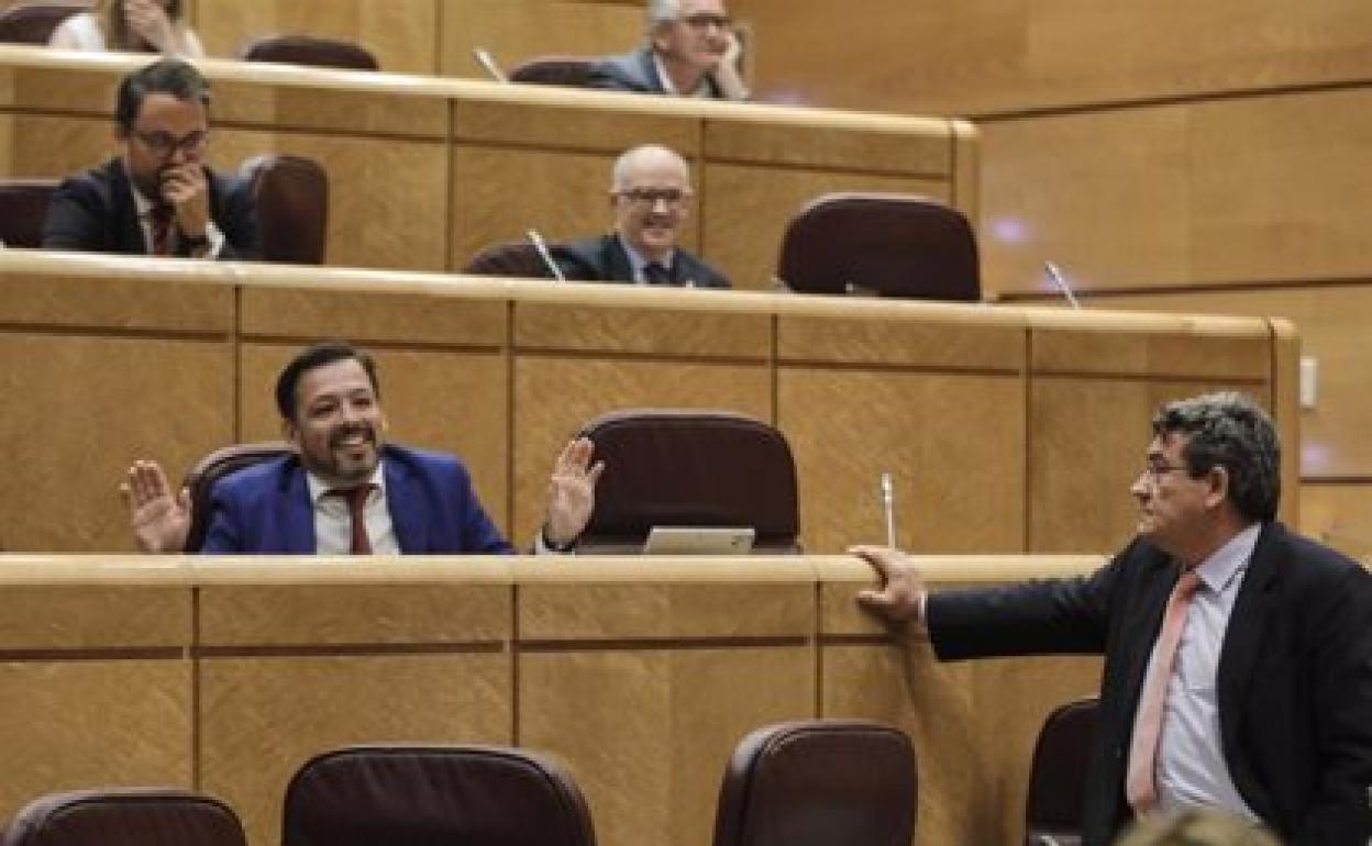 El ya exsenador del PP David Erguido, sentado en su escaño 