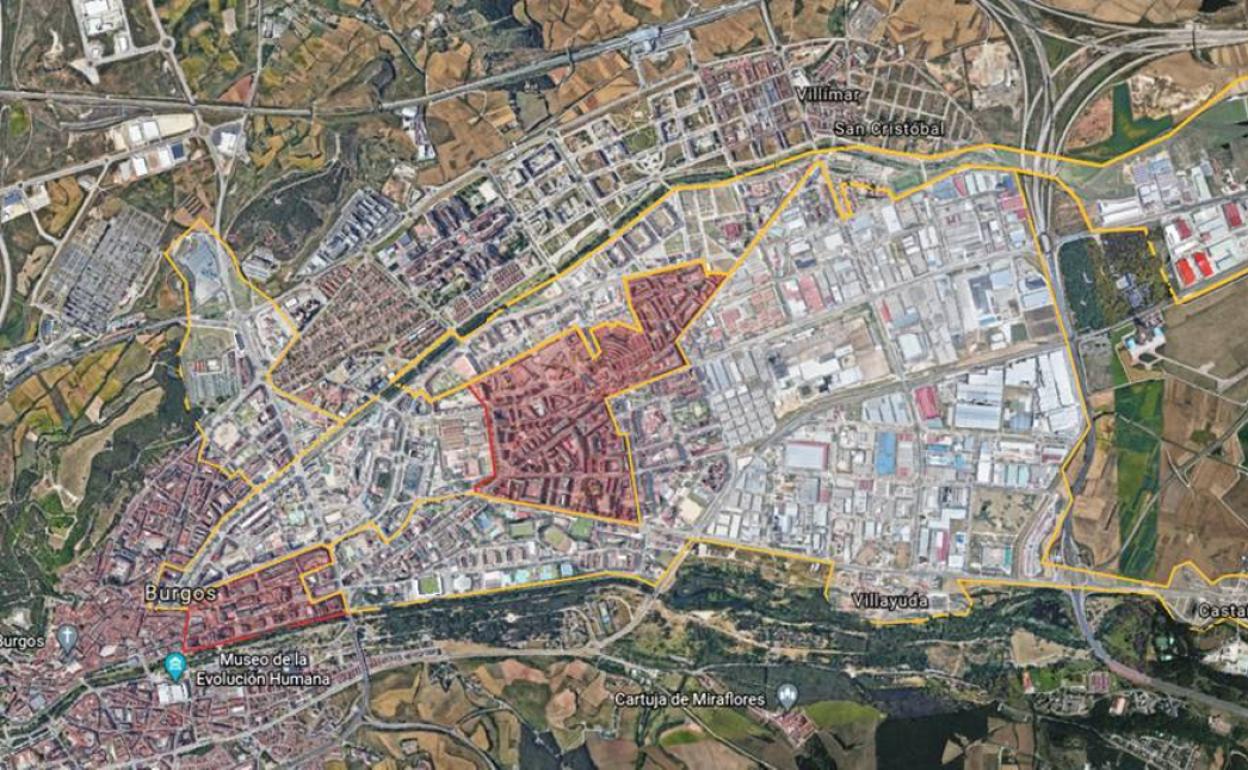 Imagen del mapa de rastreo en las aguas residuales de Burgos.