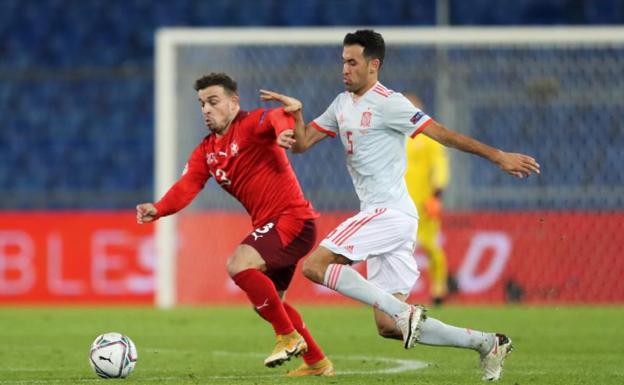 Sergio Busquets, en el partido Suiza-España donde resultó lesionado. 