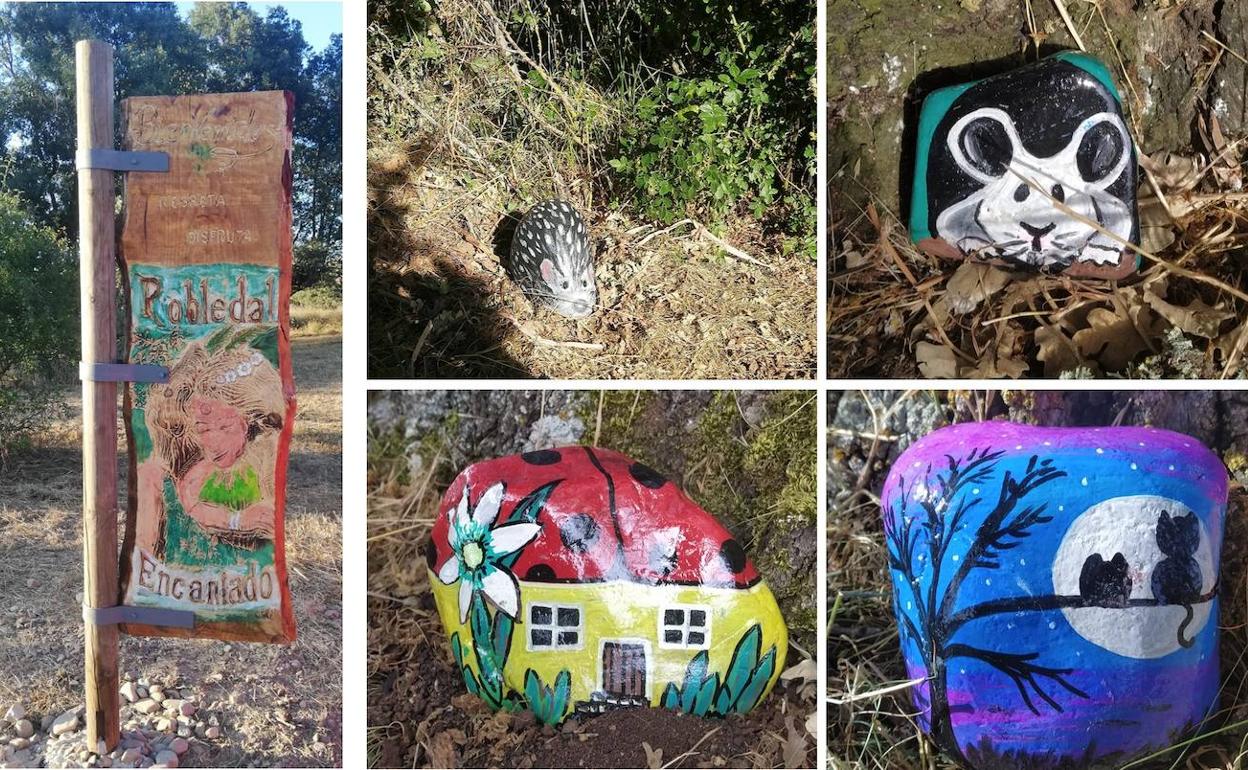 Imagen de algunas de las creaciones del Robledal Encantado.