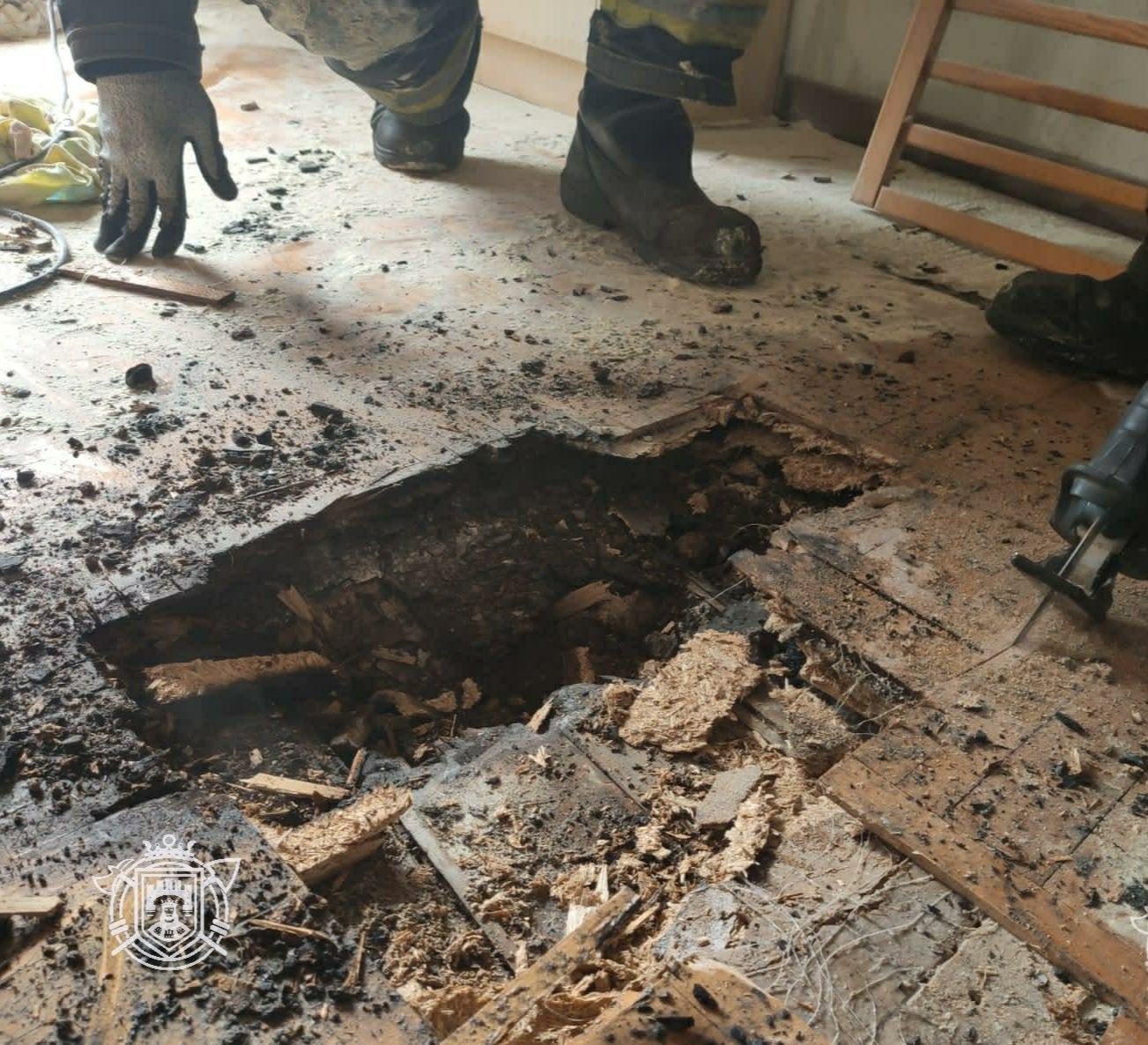 Intervención de los Bomberos en la vivienda. 