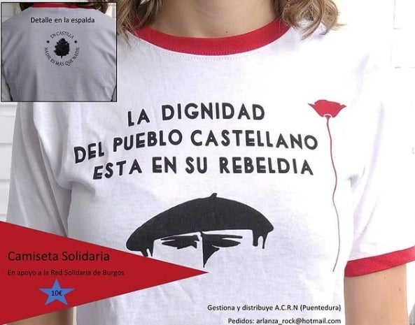 Camiseta solidaria creada por la Asociación Cultural Ribera Nabera de Puentedura en beneficio de Red de Solidaridad Burgos. 