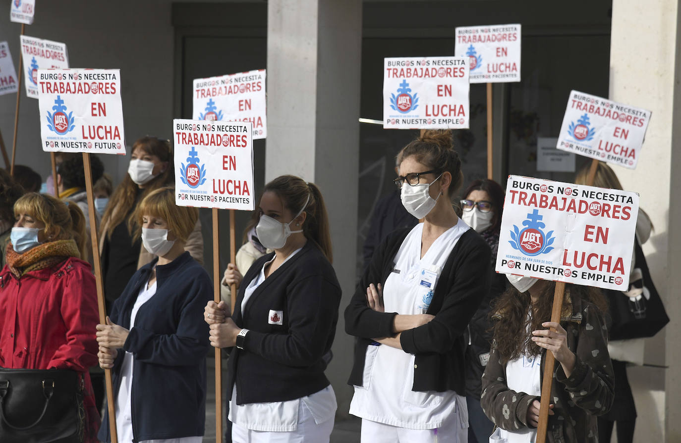 Protesta de los trabajadores del hospital San Juan de Dios en Burgos. 