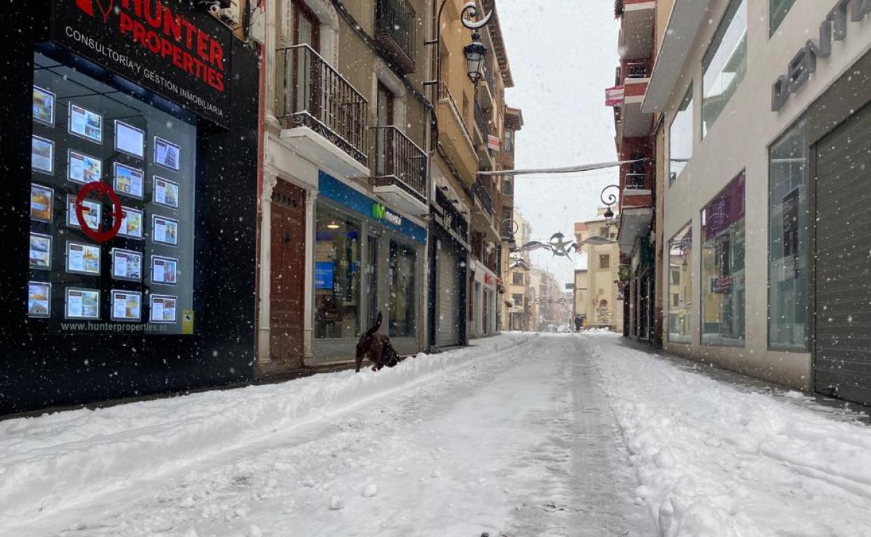 Imagen de la nieve en Aranda de Duero.