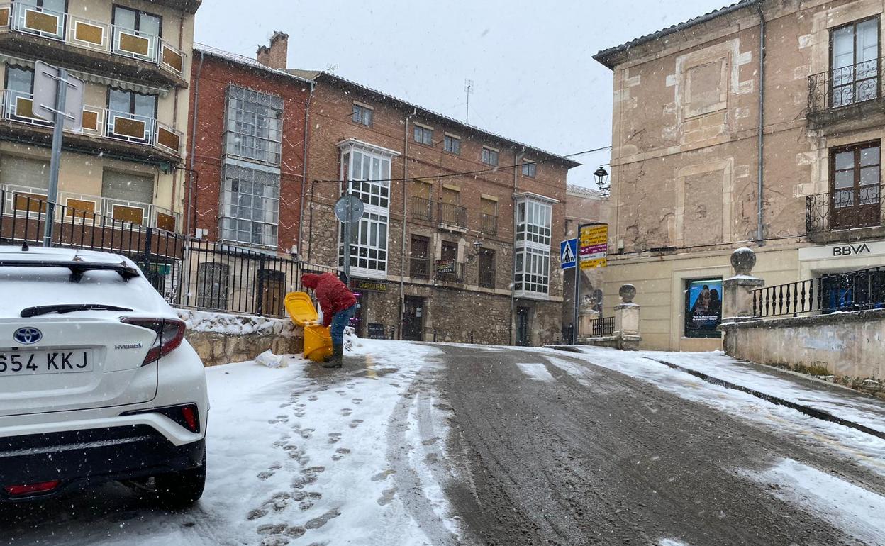 Estado de las calles de Lerma este sábado. 