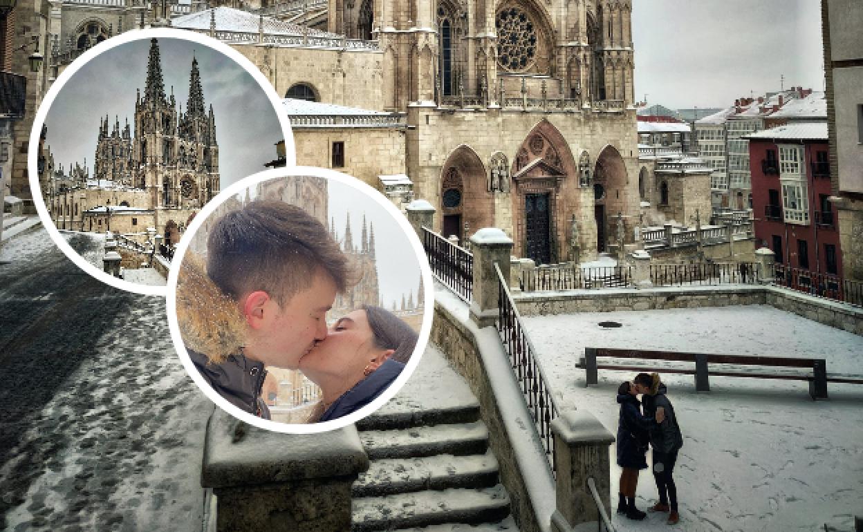 Laura y Sergio han protagonizado la foto romántica de Filomena en Burgos.