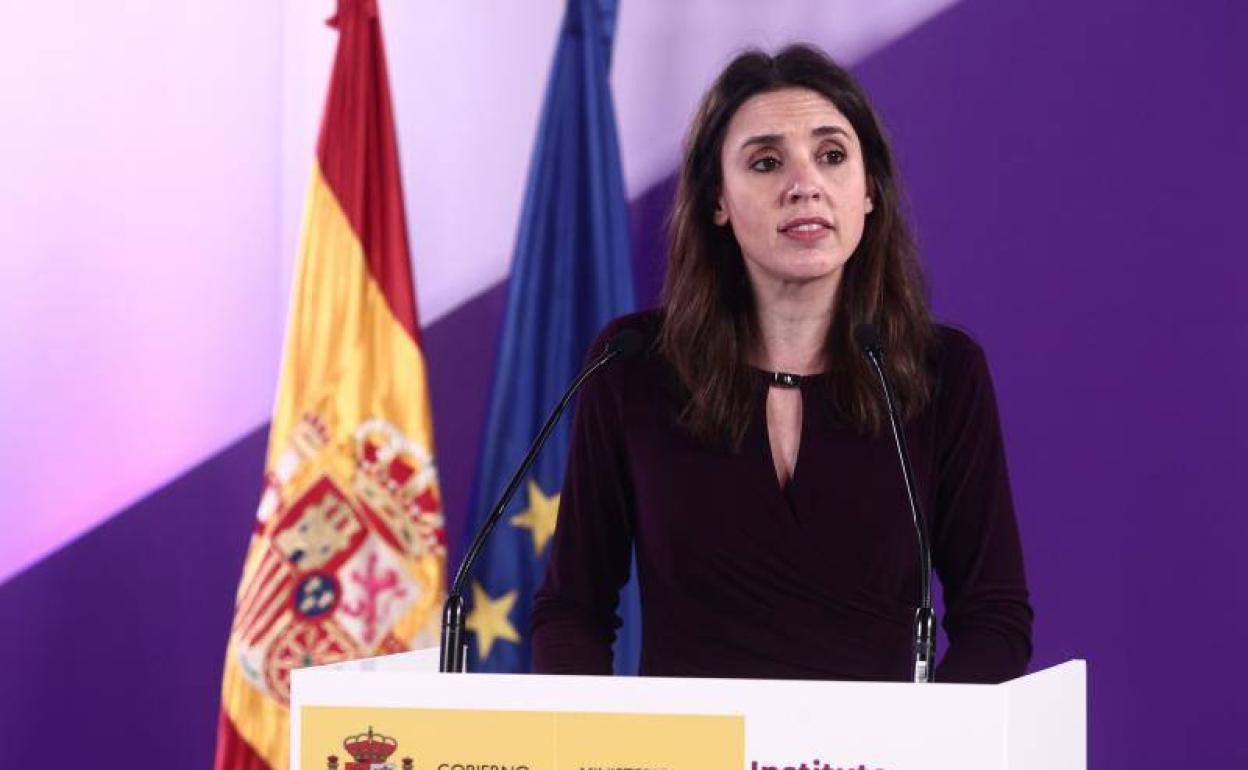 La ministra de Igualdad, Irene Montero, este lunes durante el acto institucional por el 8-M.