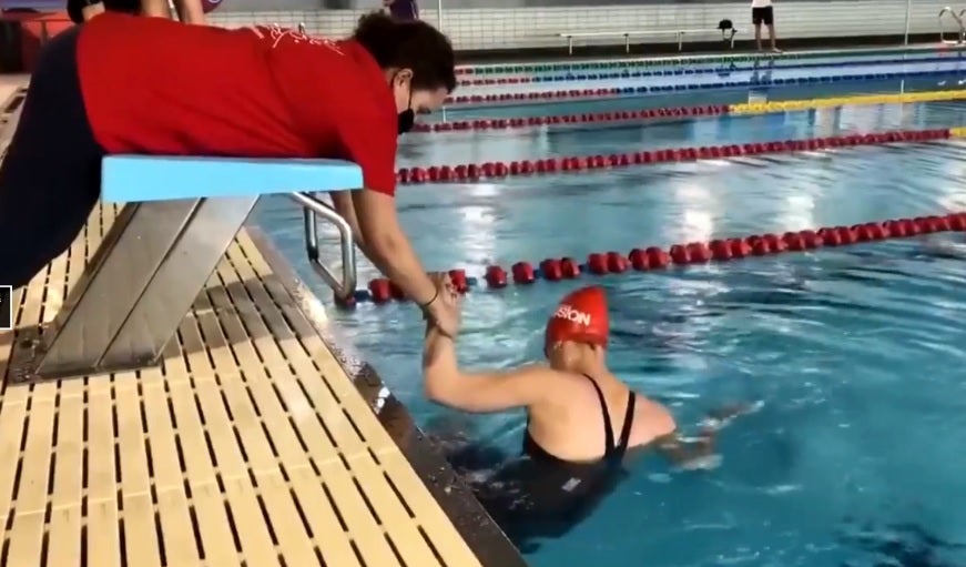 Marta Fernández, el pasado mes de marzo en el I Campeonato de Invierno de Natación Adaptada en Valladolid.