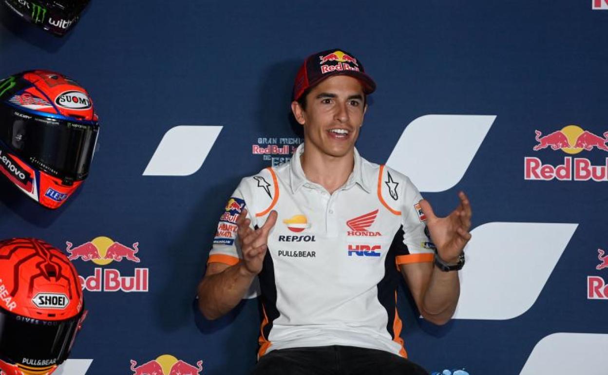 Marc Márquez, durante la rueda de prensa en Jerez. 