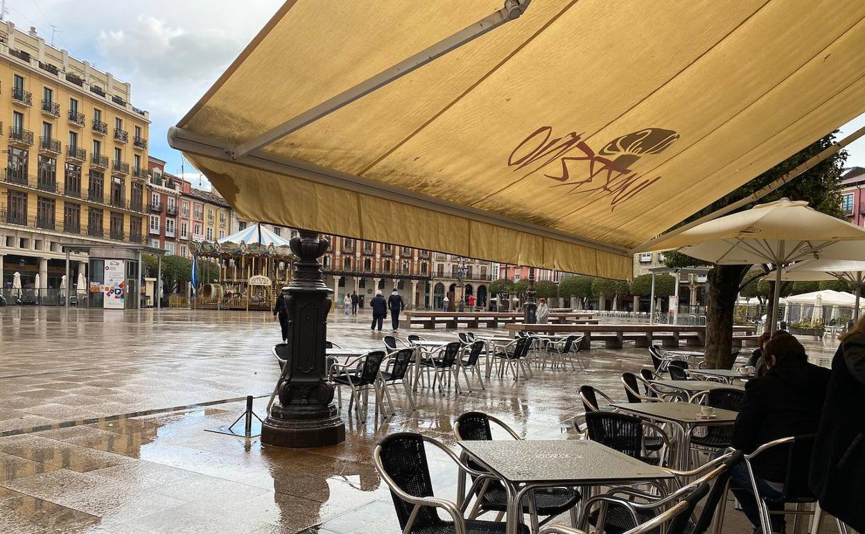 Imagen de las terrazas en la Plaza Mayor de Burgos.