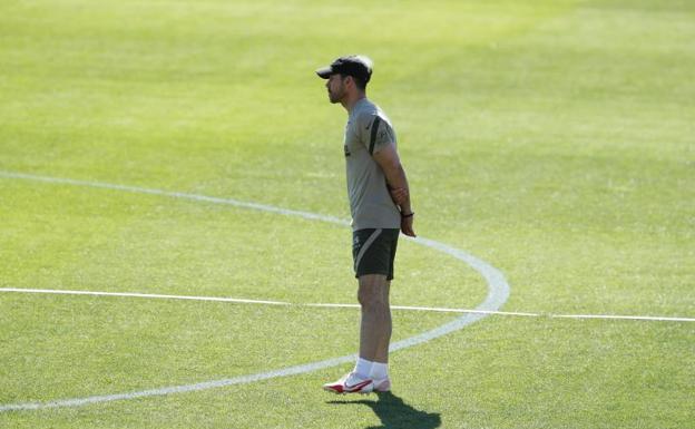 Diego Pablo Simeone, durante un entrenamiento del Atlético.