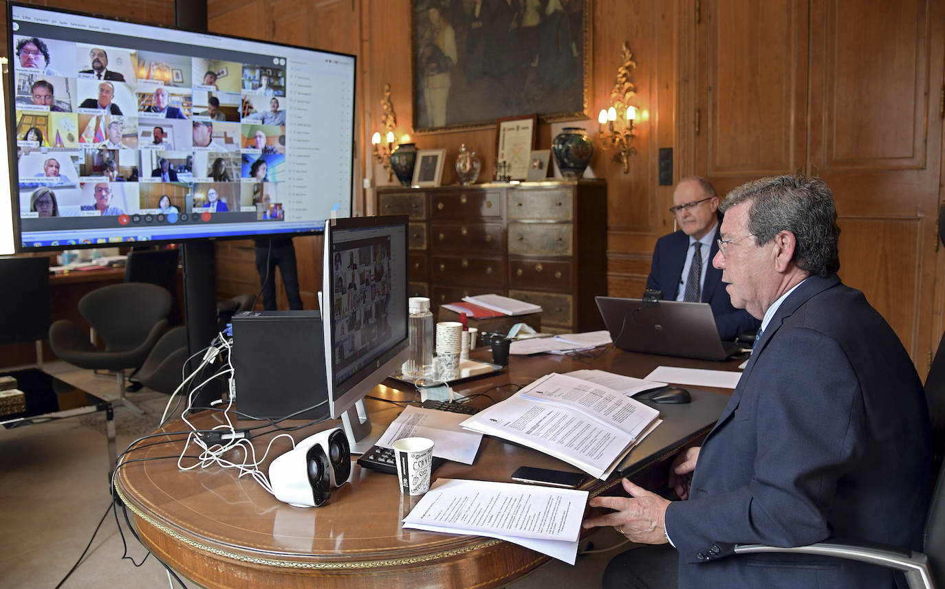 Imagen de un pleno telemático de la Diputación de Burgos. 