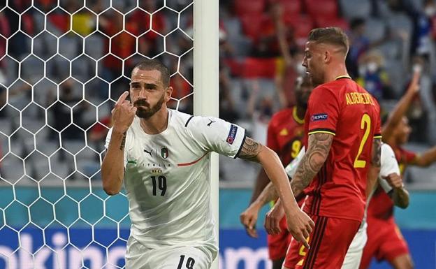 Leandro Bonucci celebra un gol que le anularon a instancias del VAR. 