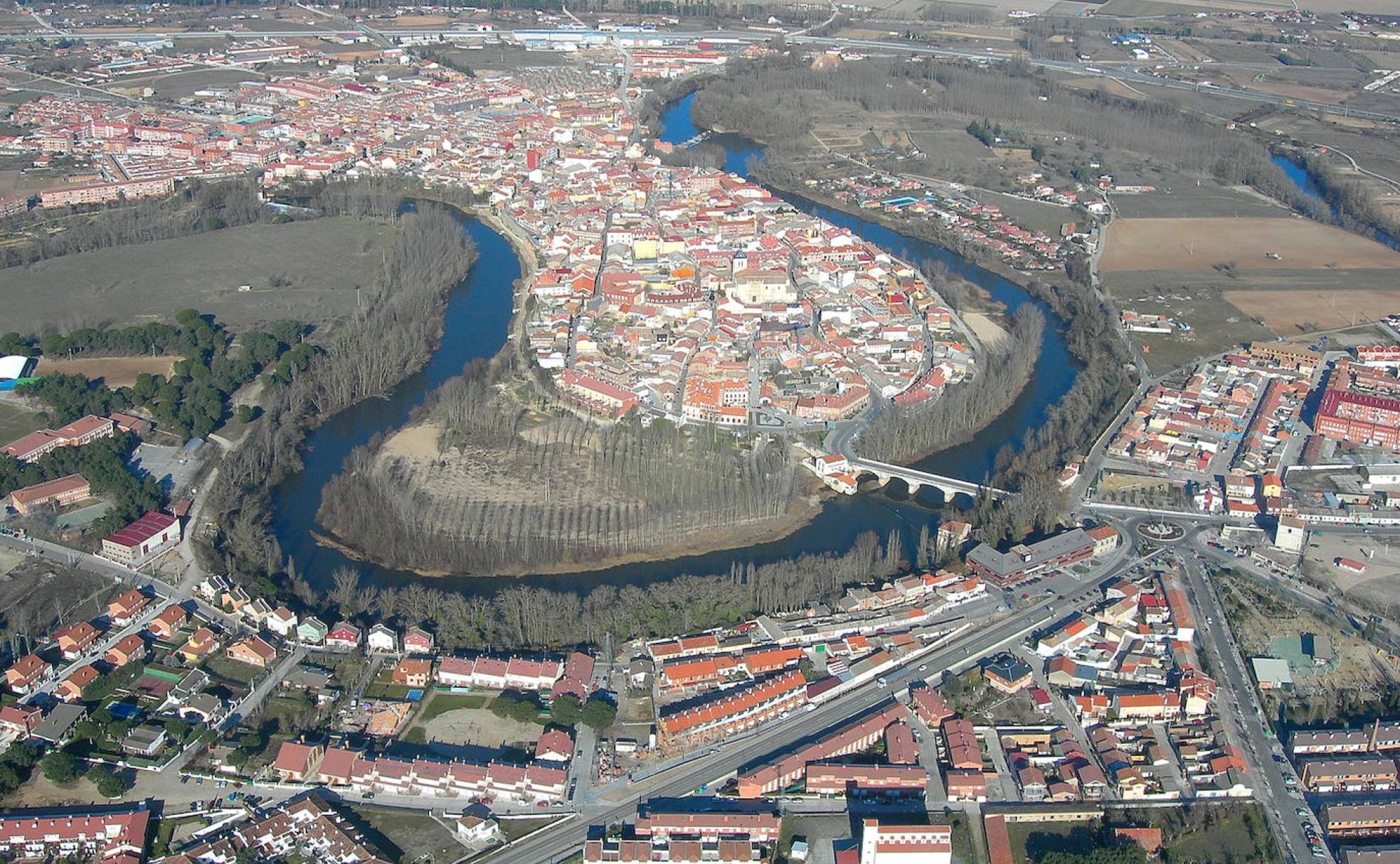 La localidad de Tudela de Duero vista desde el aire.