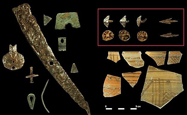 Algunas de las piezas recuperadas en el Cerro Castarreño. 