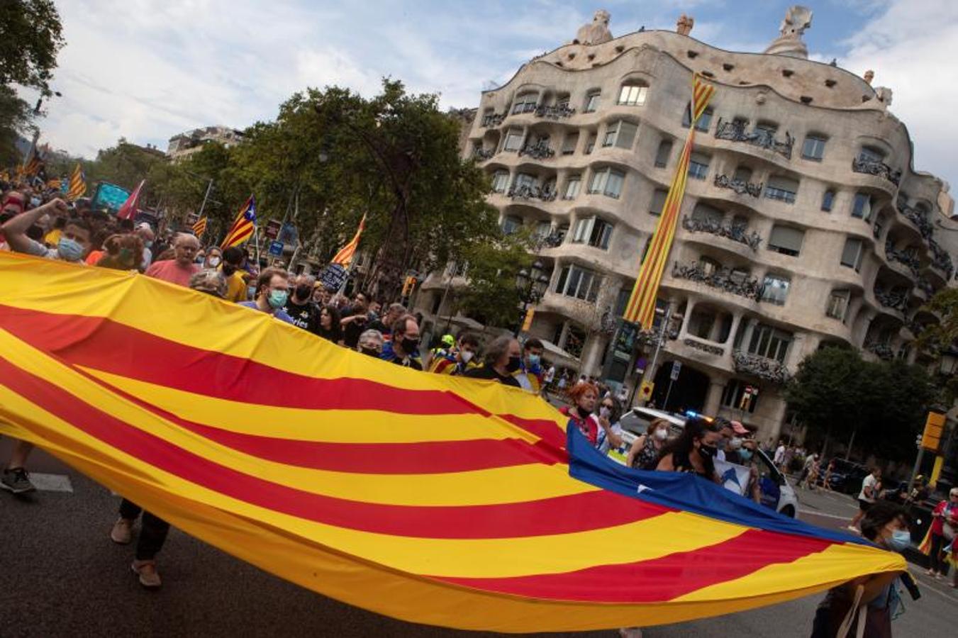 La manifestación, en el barcelonés barrio de Gracia. 