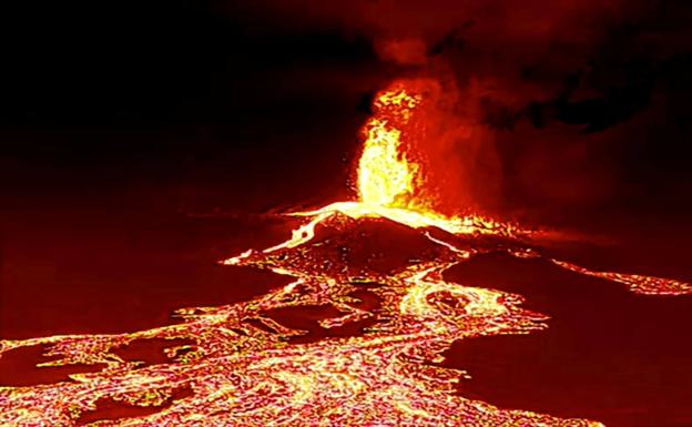 Flujo de lava en el volcán de Cumbre Vieja, en la isla de La Palma.