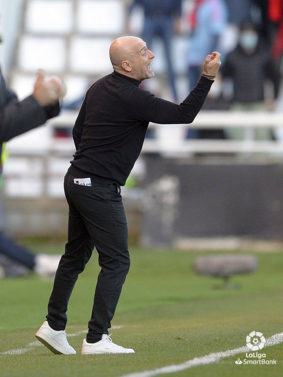 Grego celebra el gol anotado ante el Mirandés.