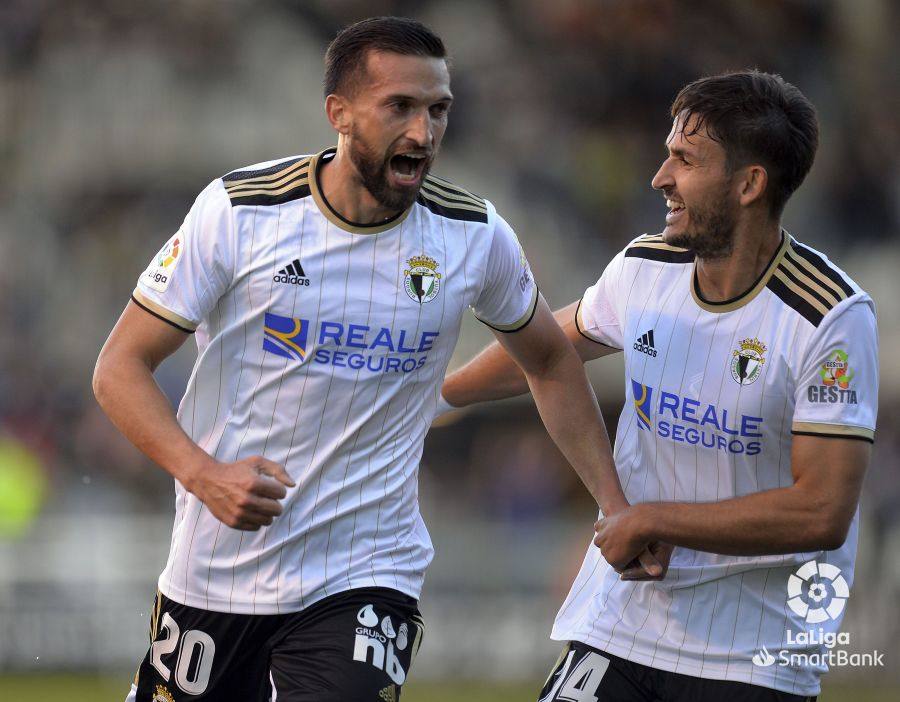 Grego celebra el gol anotado ante el Mirandés.