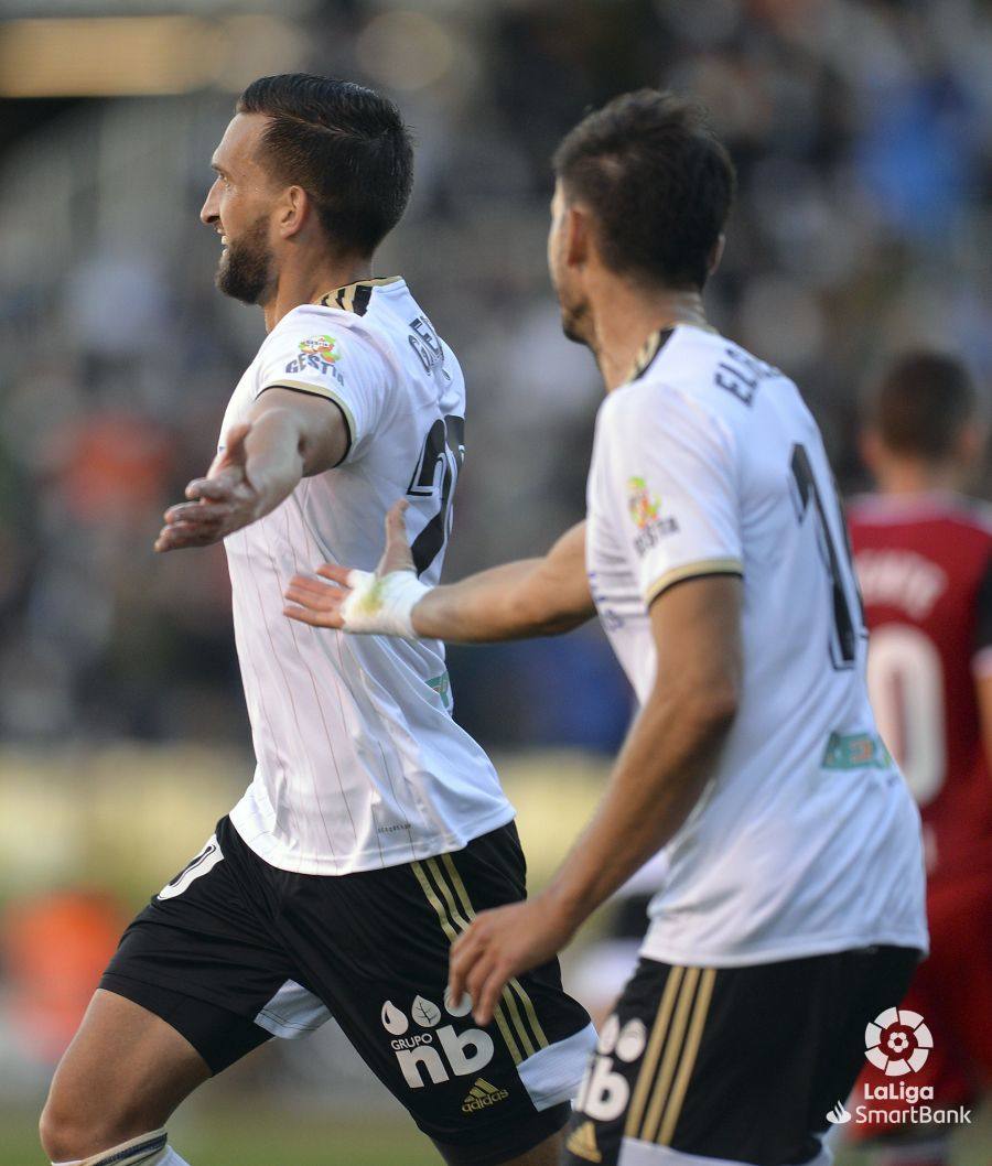 Grego celebra el gol anotado ante el Mirandés.